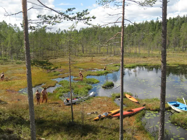 Kanoter på en tur mellan öarna