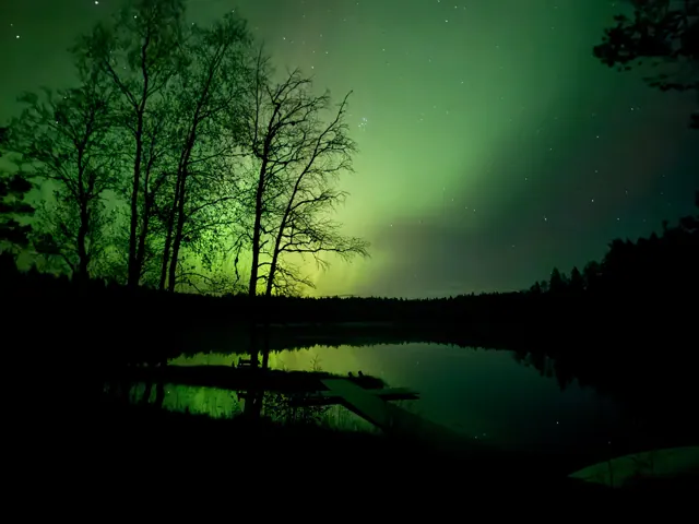 Norrsken över vinterlandskapet